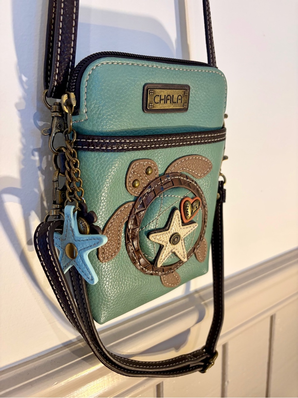 Chala Mint Green Crossbody Bag with Turtle & Star Charms